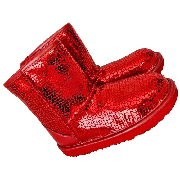 UGG Toddler Girls Red Hearts Boot Metallic Red Size 3, NEW! - Picture 1 of 13
